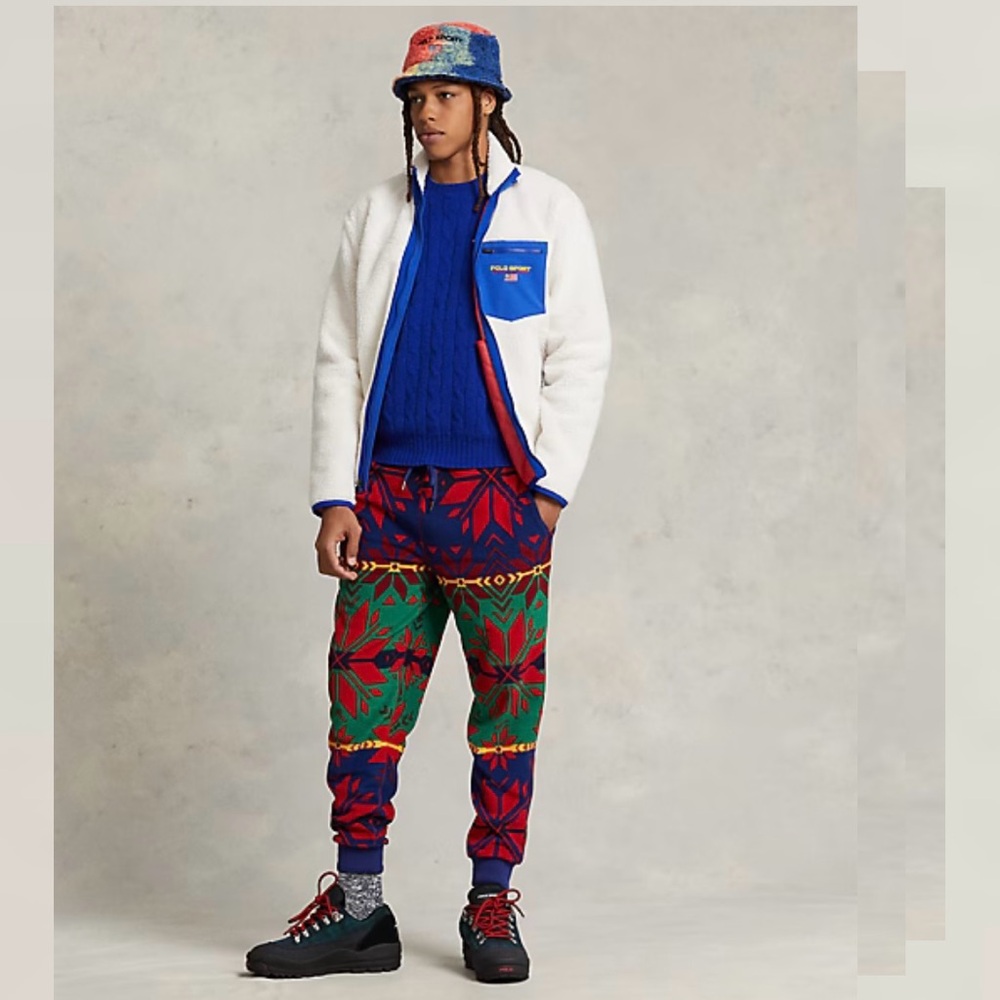 Ralph Lauren Polo Fair Isle Fleece Jogger Pant Holiday Sun Valley Snow Flake Sm